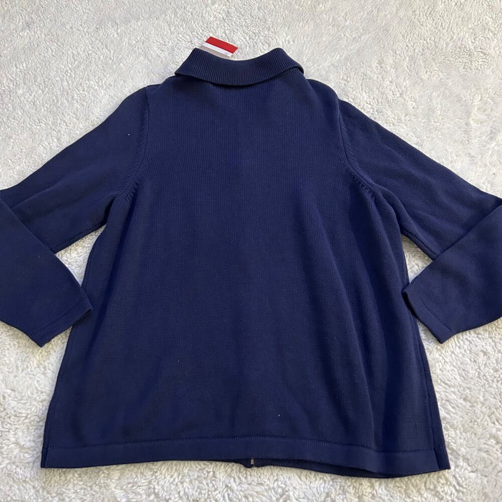 NWT Croft & Barrow Womens Sz 2XL Full Zip Navy Casual Sweater Knit Teacher Soft - Picture 3 of 7